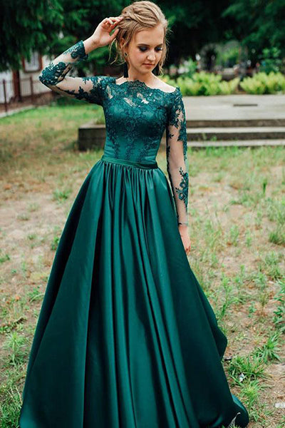 Gorgeous Dark Green Long Sleeves Lace ...